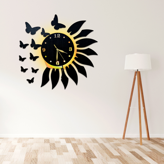 Butter Fly leaves Wall Clock