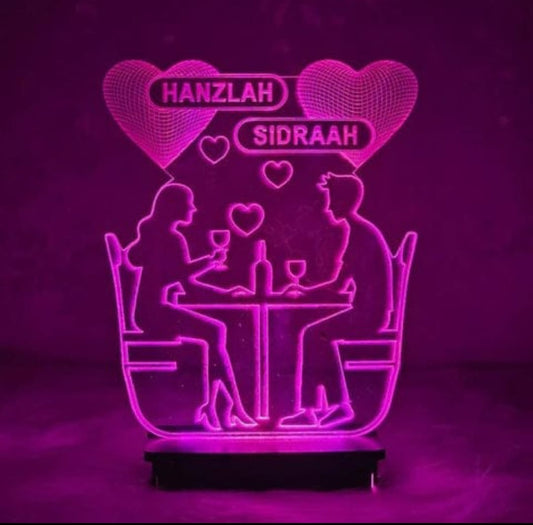 Couple Dinner 3d Customized illusion Lamp