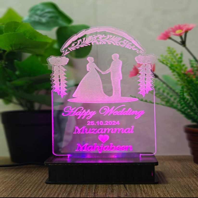 Happy Wedding 3d Customized illusion Lamp