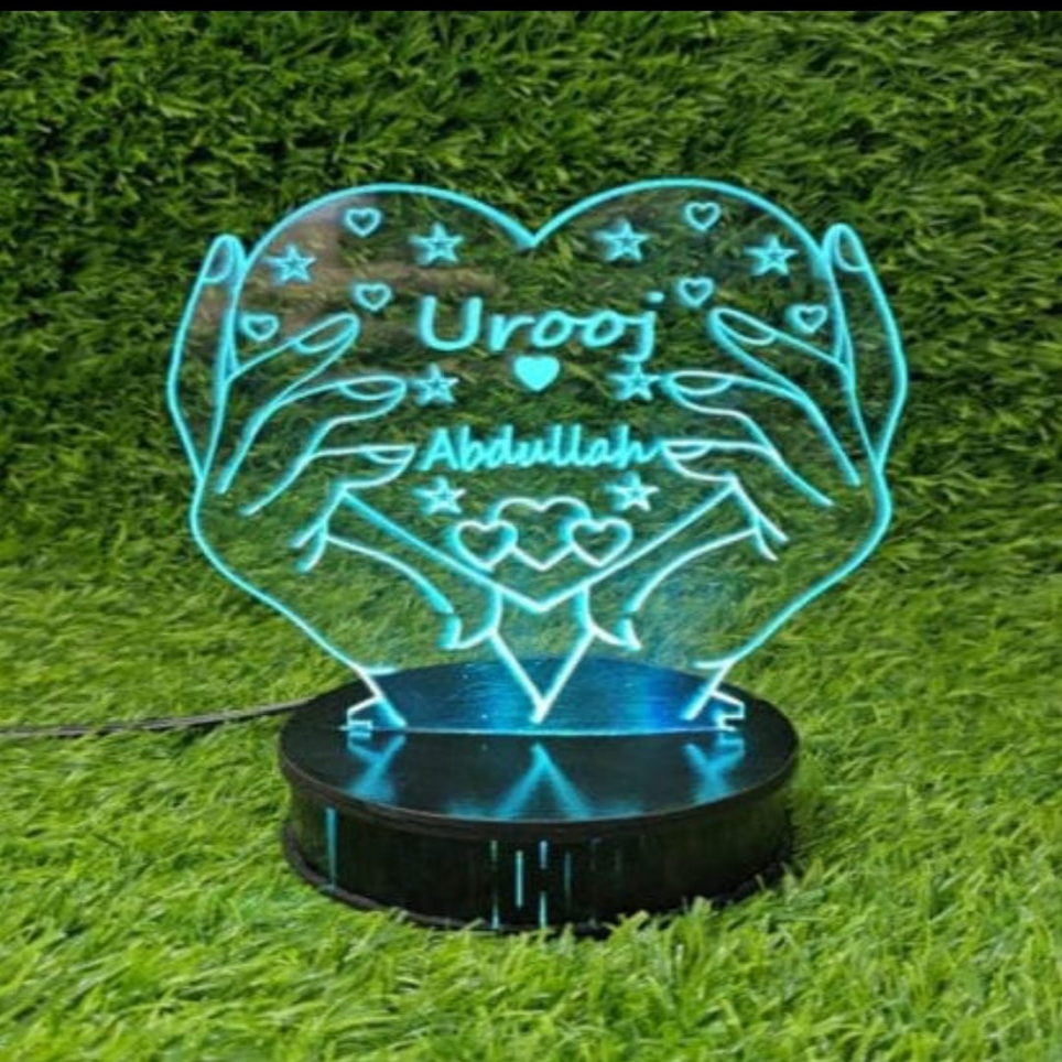 Heart in Hand Love 3d Customized illusion Lamp